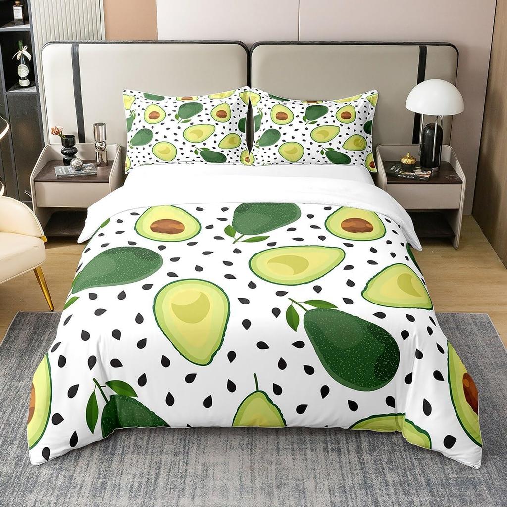 Avocado Bettbezug-Set für Einzel-, Doppel-, Super-King-Size-Bett, 3D-Frucht-Druck Mikrofaser Bettwäschesets Bettdecken-Set mit Kissenbezug
