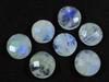 12X12 MM Regenbogenmondstein Schachbrettschliff Rund Flache Rückseite Edelstein 7 Stück Los RML-858