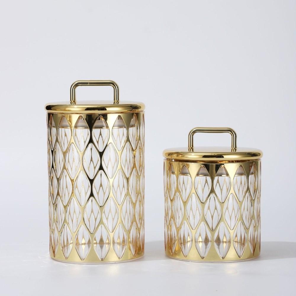 Gold-plated Food Storage Jar with Lid Airtight Container Decorative Jar Sealed Jar  Food Storage