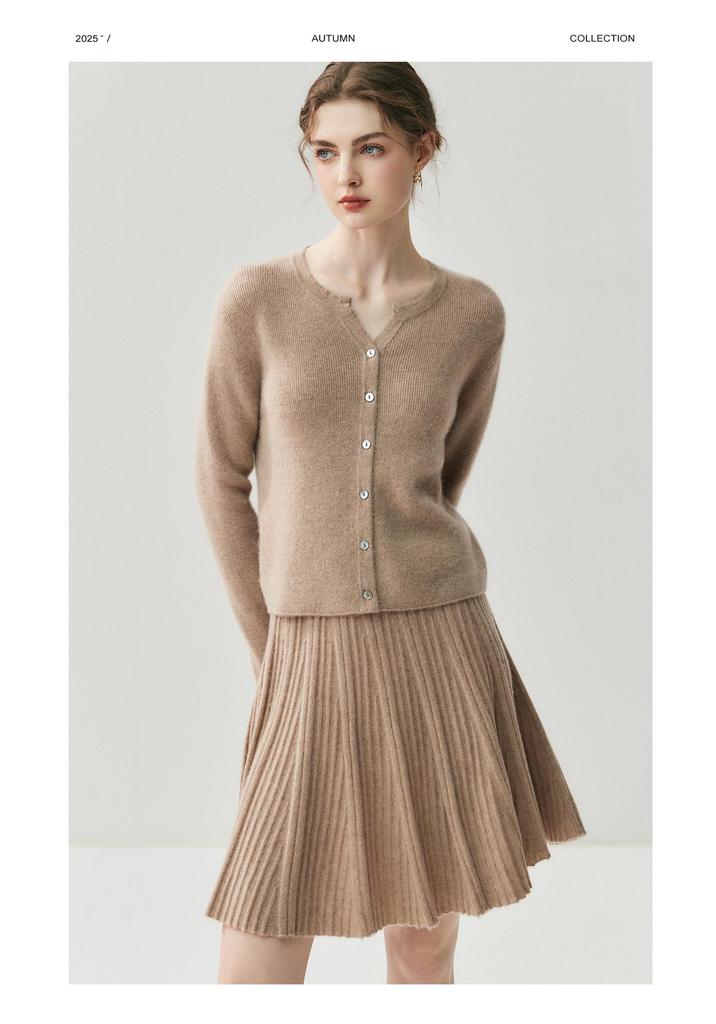 Elegant Buttoned Cashmere Knit Cardigan - Women's Skin-Friendly Autumn/Winter Outerwear