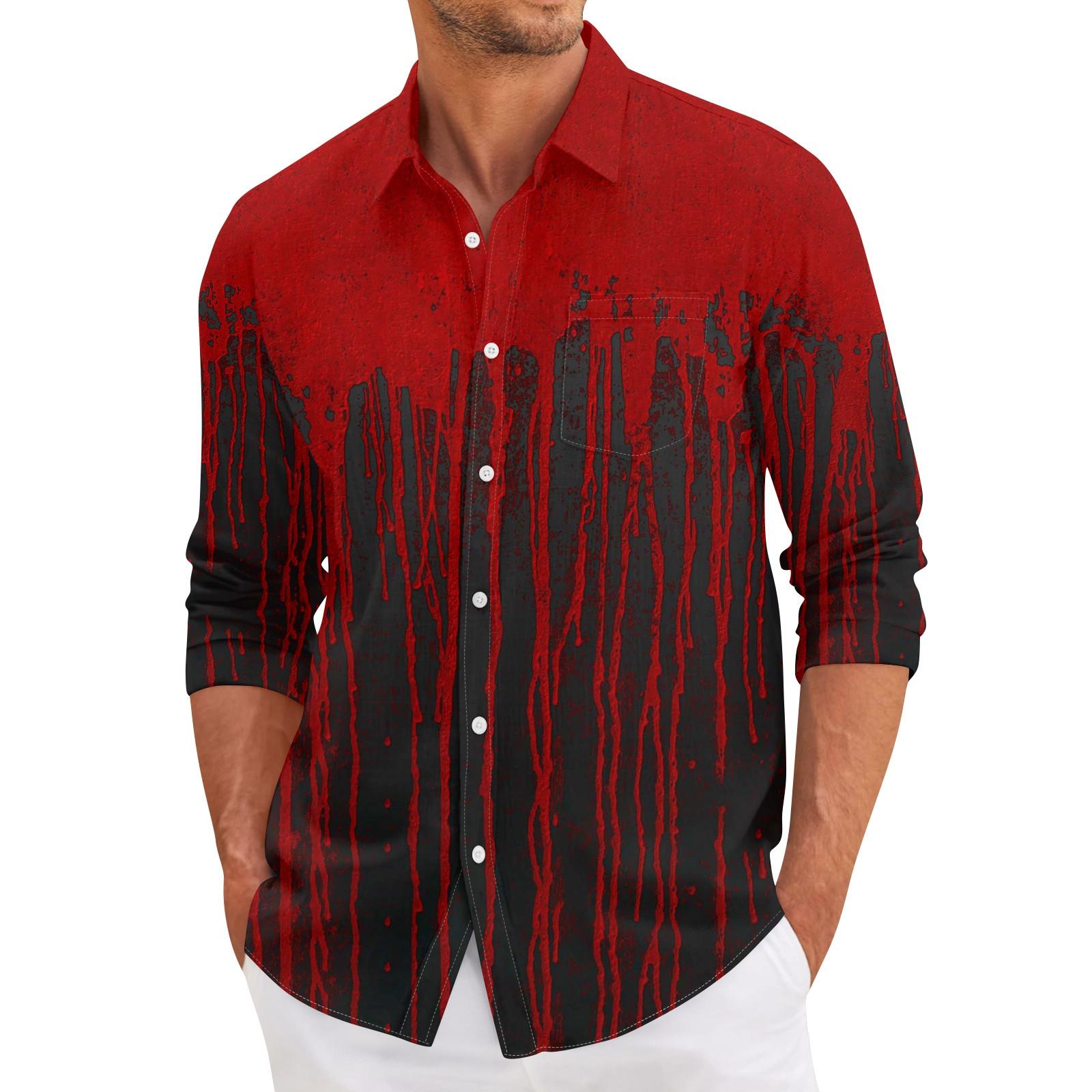 

Мужская повседневная свободная рубашка с длинными рукавами, модная рубашка с лацканами, топ XXXXXL киноварь