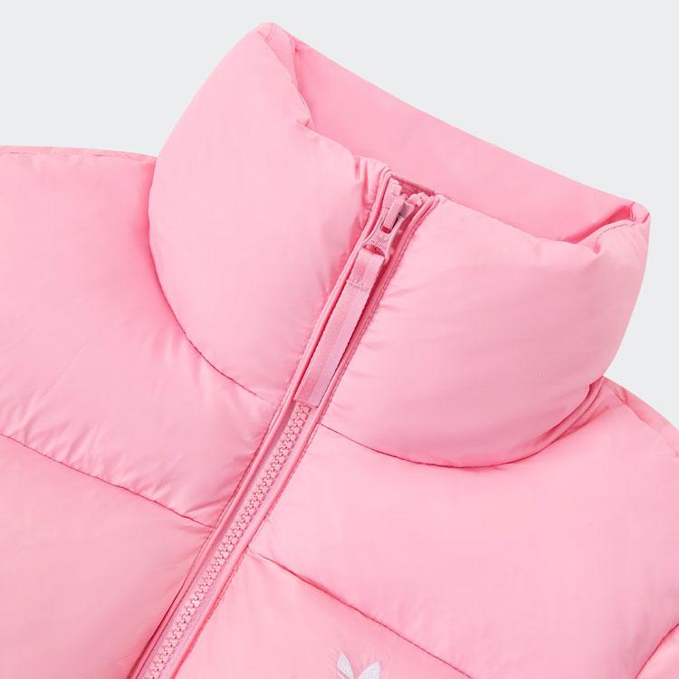 Adidas Originals Short Down Puffer Jacket Three Stripe Logo Sports Long Sleeve Bread Down Jacket Women Jacket Light-Pink JE6040