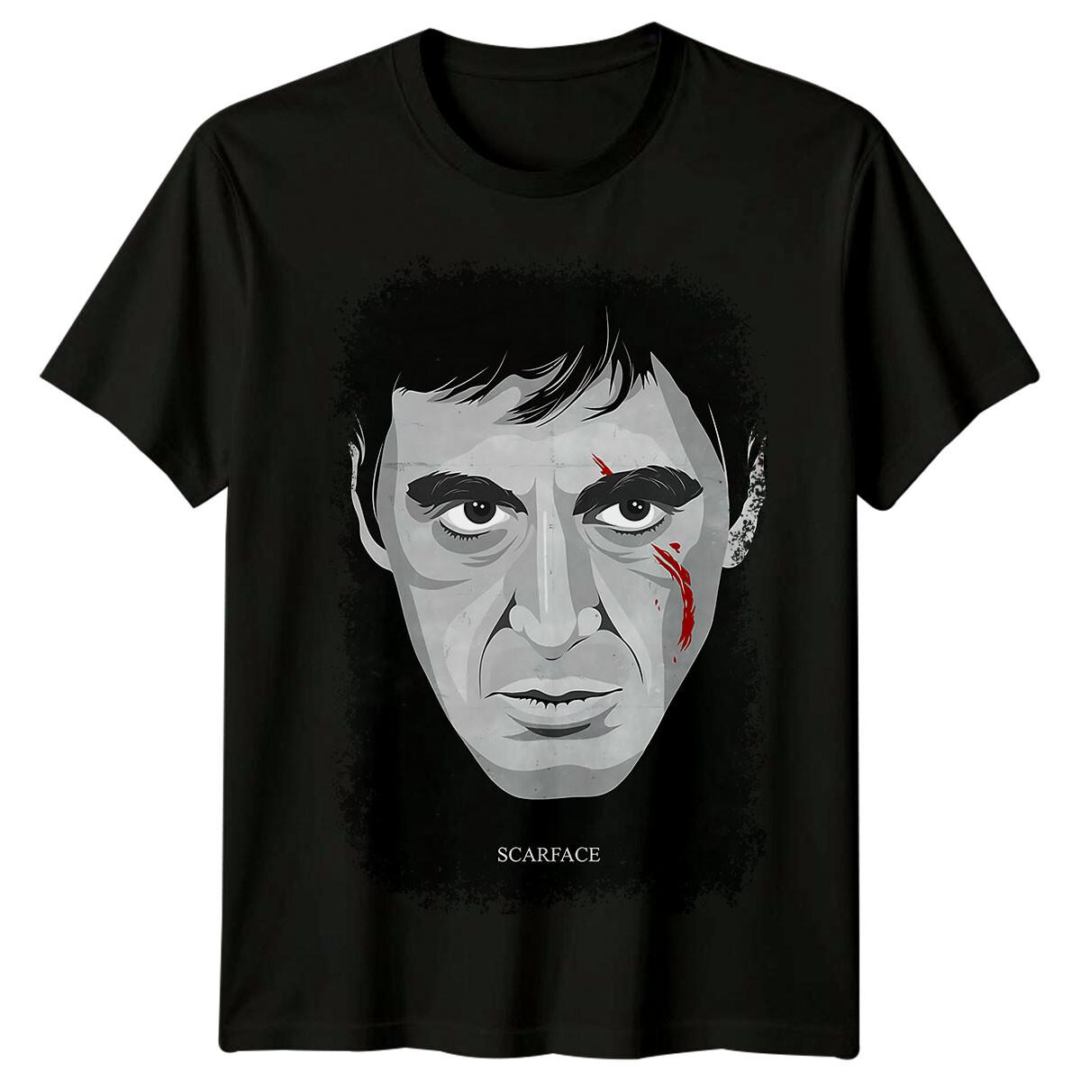 Scarface (1983) Movie Poster Inspired 100% Cotton T-shirt Mens Tees Top Retro Thriller Tee Unisex 4XL