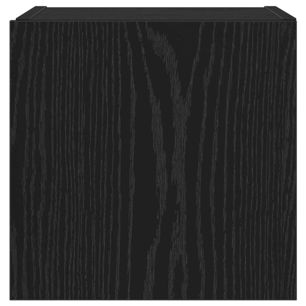 Wall Mounted TV Cabinet with LED Lighting Black Oak Effect 30.5 X 35 X 30 Cm