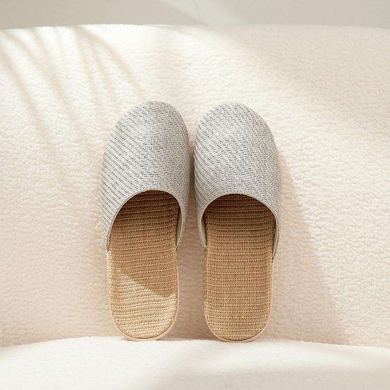 Four Seasons Unisex Breathable Linen Slippers - Sweat-Absorbent, Odorless, Silent On Wood Floors