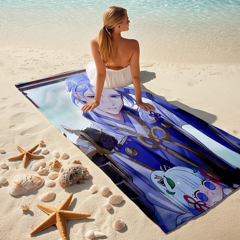 1pc Genshin Impact1 Beach Towel, Comfortable and Thick, and Swimming/Bath/Picnic/Camping Towel, Suitable for Seaside Beaches