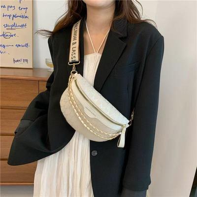 Women's Crossbody Chest Bag Net Red Wide Shoulder Strap Waist Bag