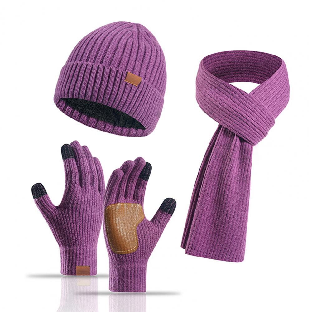 3 szt./zestaw Unisex Zimowa czapka szalik rękawiczki zestaw gruba dzianinowa ciepła czapka świetne tarcie rękawice dłoni elastyczne ucho wiatroszczelne