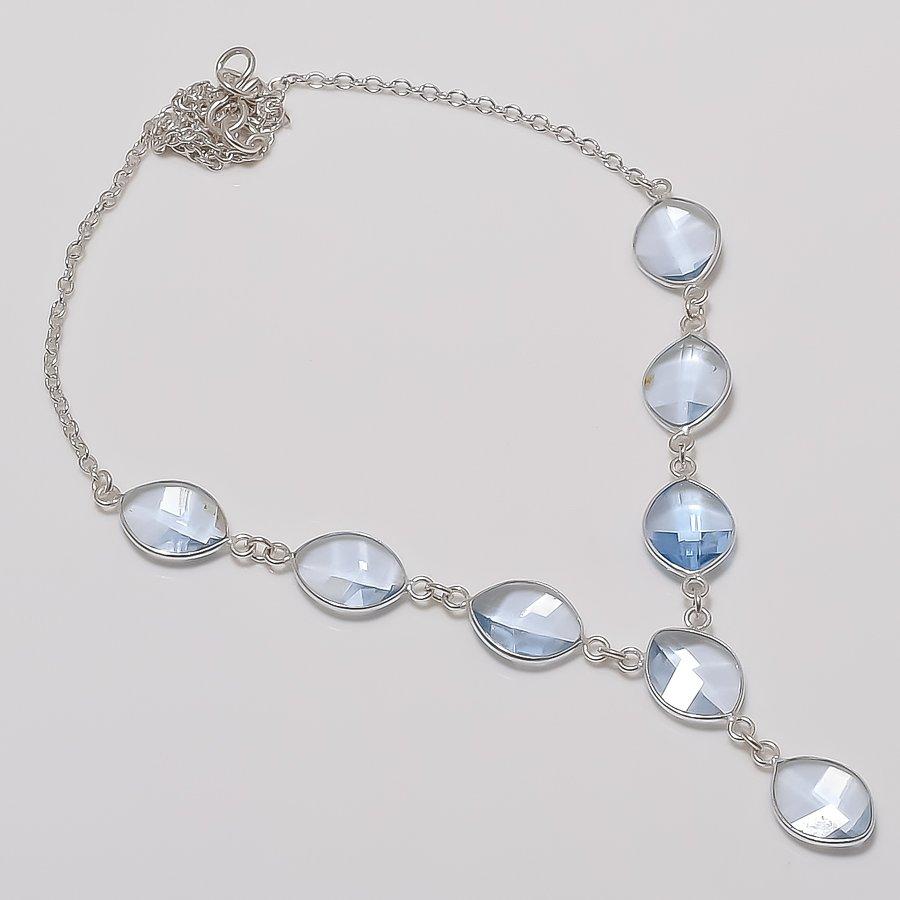 Натуральный Танзанит Кварц Драгоценный Камень 925 Стерлинговое Серебро Ювелирное Изделие Ожерелье 18  ASN-5896