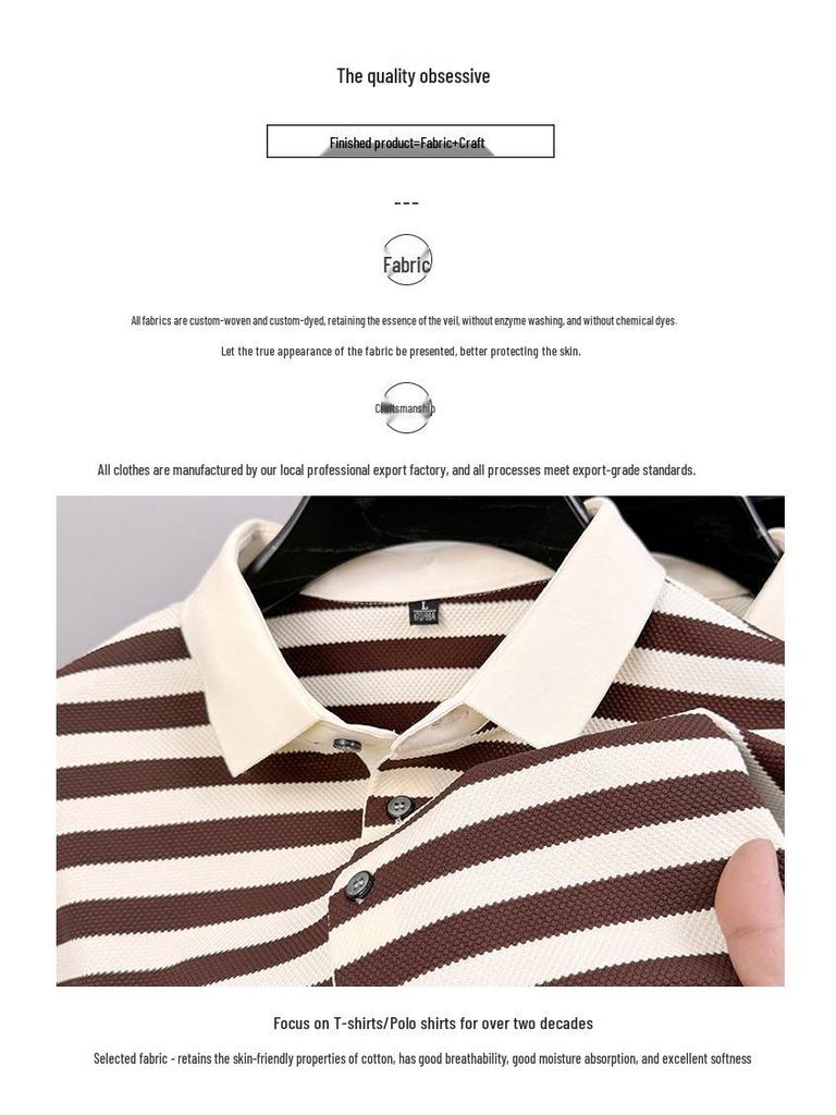 Men's Summer Striped Color Block Polo Shirt - Short Sleeve, Casual, Versatile Lapel T-shirt