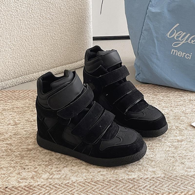 Niche Velcro High-Top Shoes Fashionable And Simple Women'S Thick Soles Inner Height Increase Small Versatile Casual Shoes