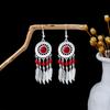 Bohemian Ethnic Tassel Earrings In Miao Silver with Turquoise