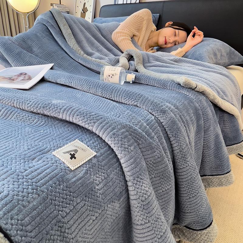 Knitted Velvet Blanket, Milk Velvet Air Conditioning Blanket, Winter Thick Warm Sofa Blanket, Office Nap Cover Blanket