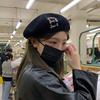 Retro Fashion Cotton and Linen Nail Buckle Beret Children Spring and Summer New Versatile Black Painter Hat Tide