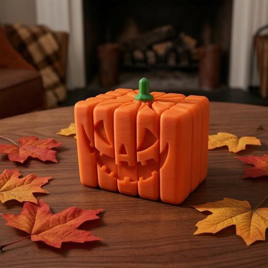 3D Printed Pumpkin Fidget Toy, Spooky Halloween Pumpkin Anxiety Relief Sensory Toy for Stress Relief, Halloween Party Supplies