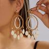 Bohemia Fashion Dopamine Sea Star Shell Pearl Beaded Circular Dangle Earrings for Women Summer Beach Vacation Style Jewelry Gift