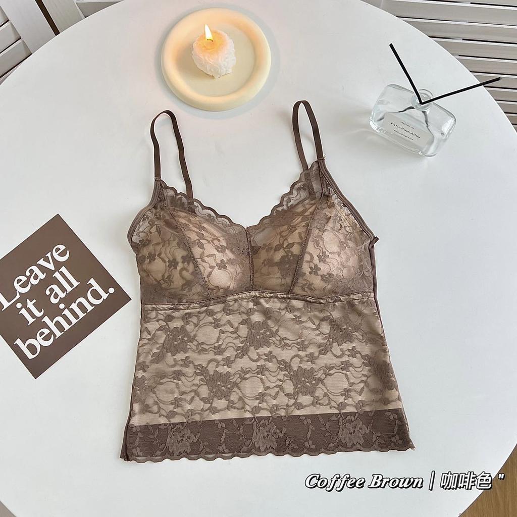 Lace V-Neck Cami With Built-In Bra