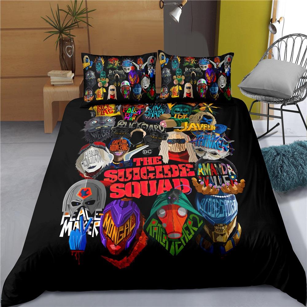 Anti-Hero Squad Duvet Cover & Pillowcases,Dark Comic Team Print Bedding Set,Soft Microfiber Bedroom Decor & Gift for boys girls