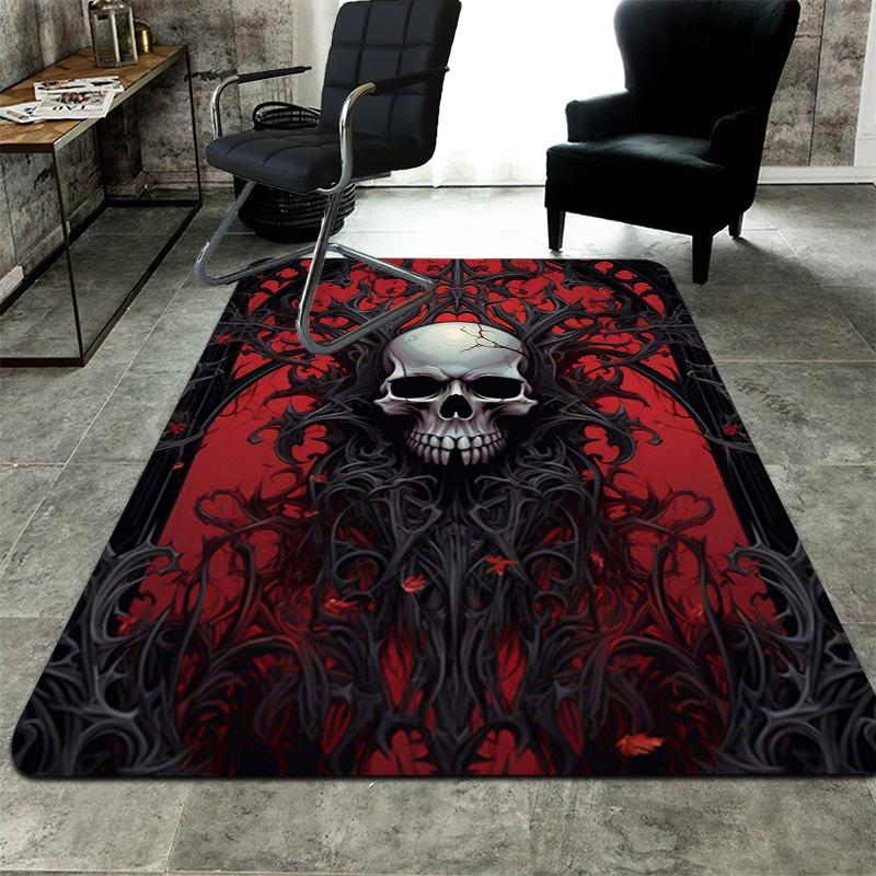 Skull with Ornate Details Rug Floor Mat for Living Room or Bedroom Soft and Comfortable Carpet a Gift for Birthday and Holiday.ZFF0913189