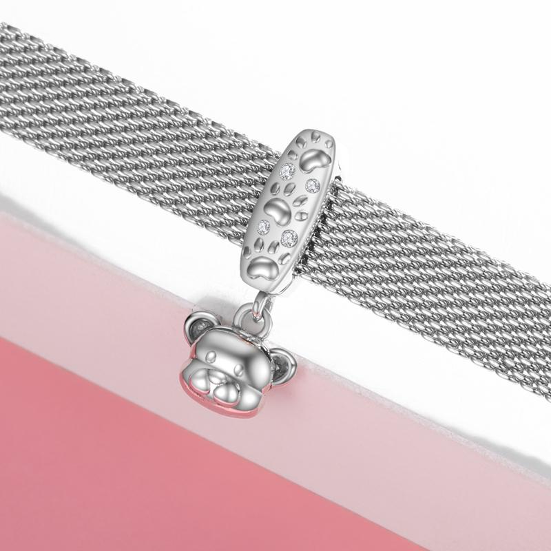 Designer Charms 925 Sterling Silver Tortoise Panda Unicorn Clip Beads with Clear CZ Bead Charms for Reflection Bracelet Jewelry