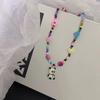 New colorful beads cartoon rainbow panda necklace personalized female cream sweet girl accessories cute cool sweet jewelry collarbone chain