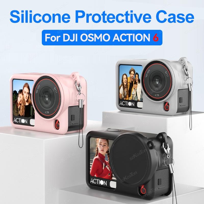 Silicone Protective Cover for DJI Osmo Action 6 Camera Accessories Full Protector Case With Scratch-proof Lens Cap Sleeve
