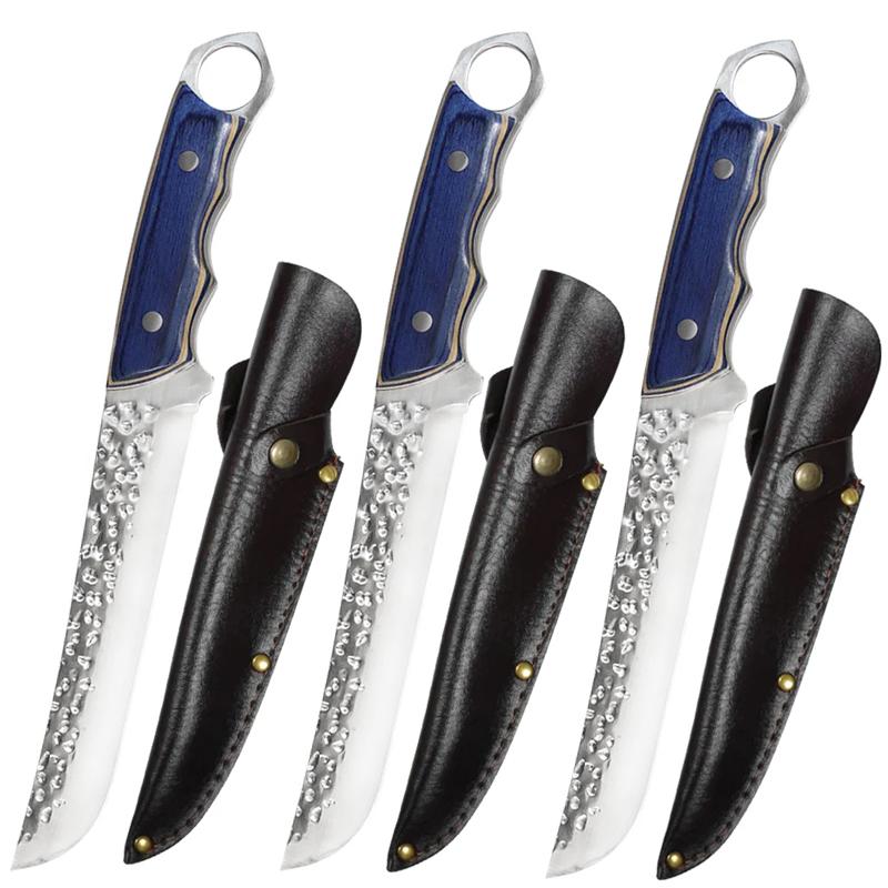 Forged Boning Knife Stainless Steel Butcher Knife Kitchen Knife Cutting Meat Cleaver Chef Knives Wooden Handle Kitchen Supplies