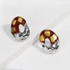 New Design Gilt Red Creative Gold Plated Irregular Round Geometric Earrings for Women Statement Studs Fashion Jewelry Waterproof