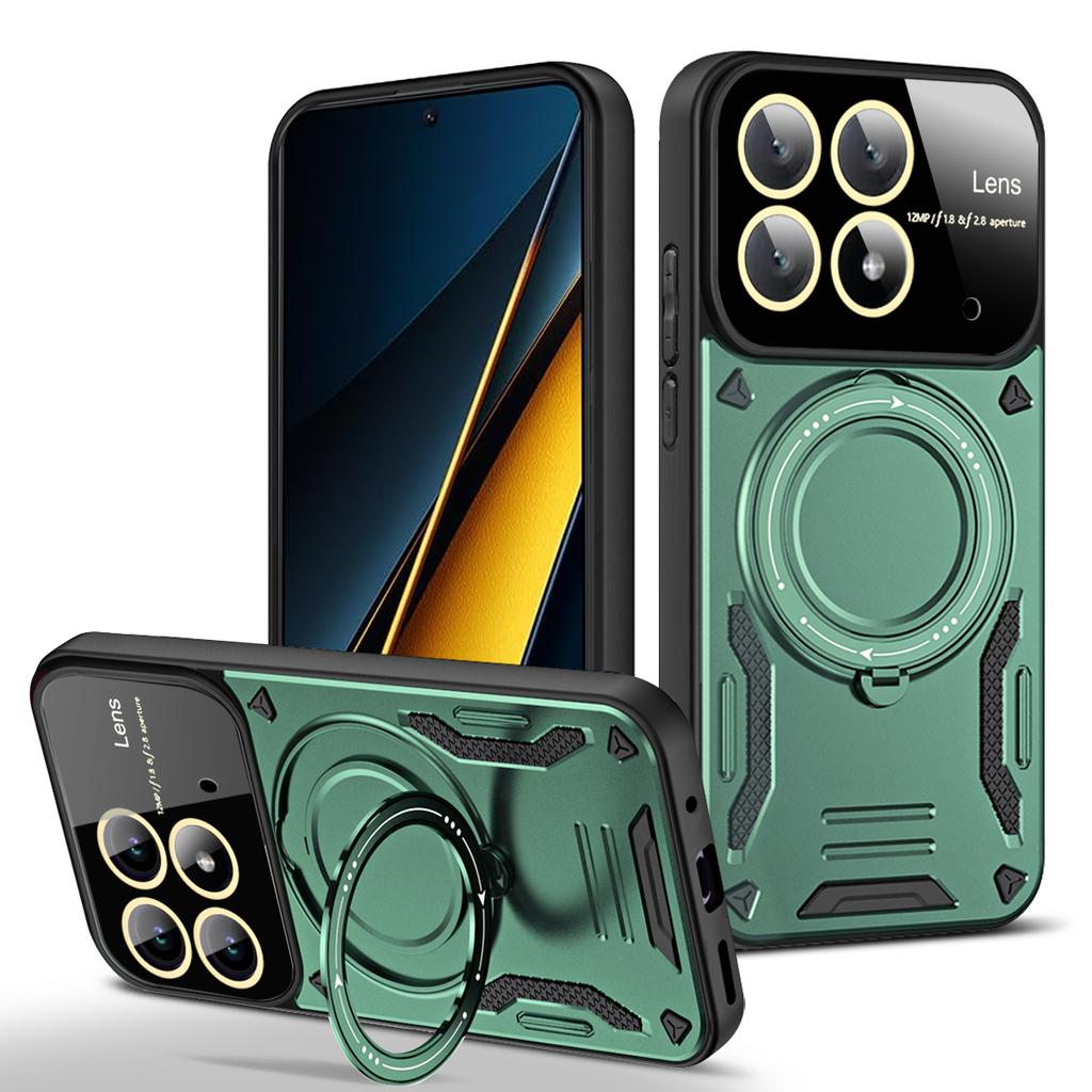 Til Poco X6 Pro Magnetisk Ringstativ Panserdeksel Til Poco F6 Pro X7 X5 X4 X3 NFC M6 M5 C65 Til Magsafe Trådløs Lading Telefondeksel