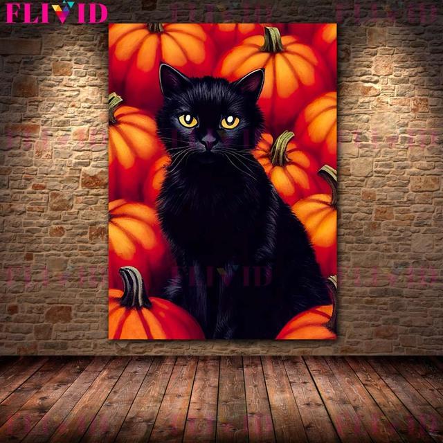 Halloween Dynia Sztuka Wydruk Szkielet Potwór i Duch Ścienny Sztuka Olejna Obraz Gotycki Ciemny Pogański Plakat