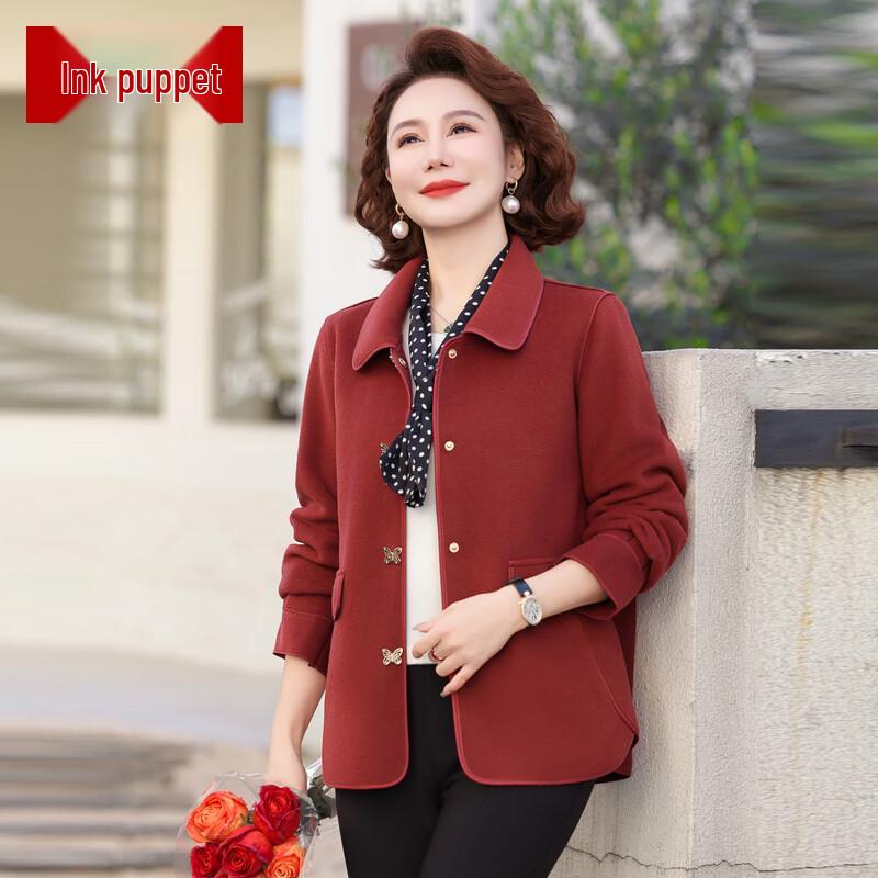 

Women s Elegant Wool Blend Lapel Short Coat 3XL