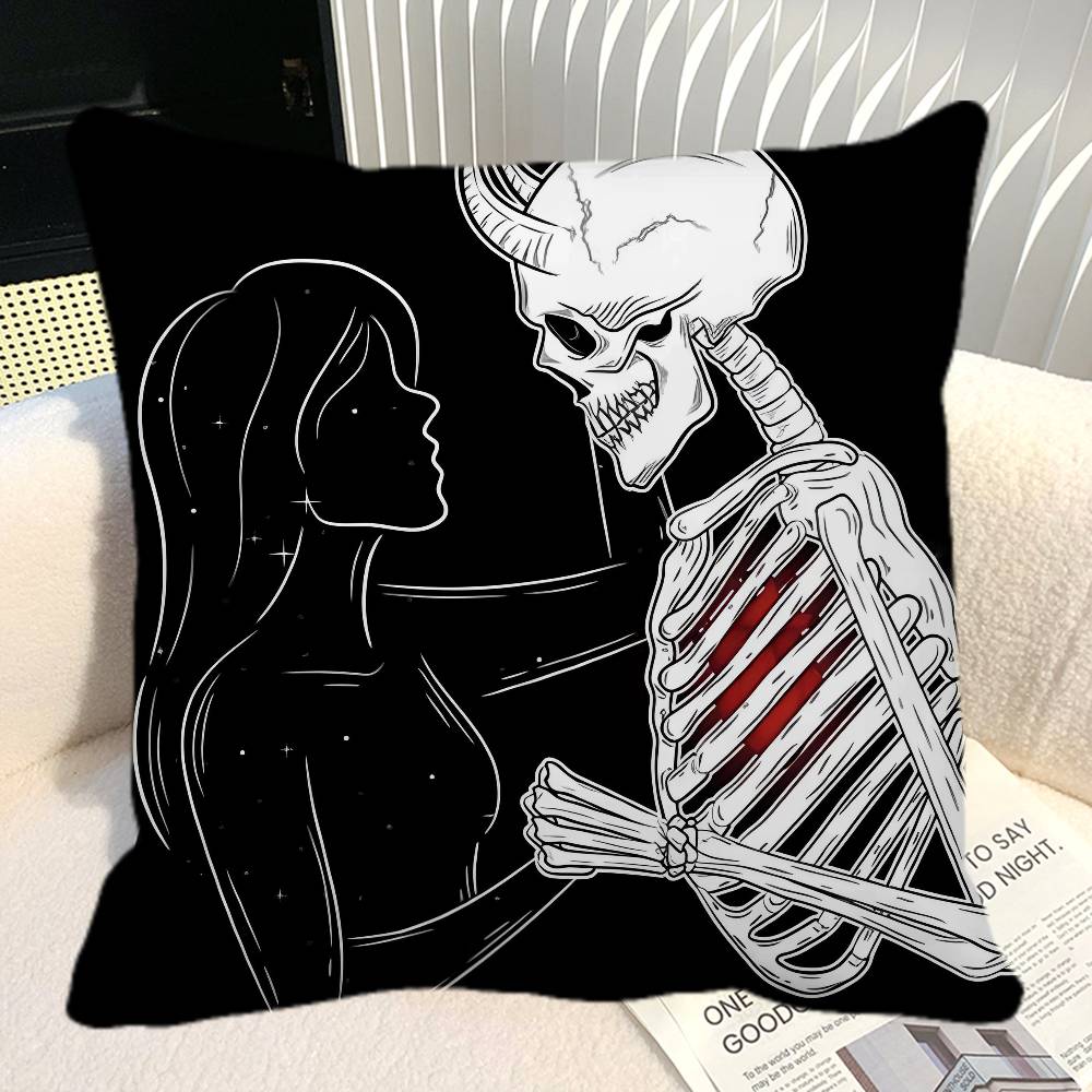 Simple Skull Love Married In Love Pillow Case Square Pillow Bedroom Sofa Leisure Comfort Cushion Car Home Decoration