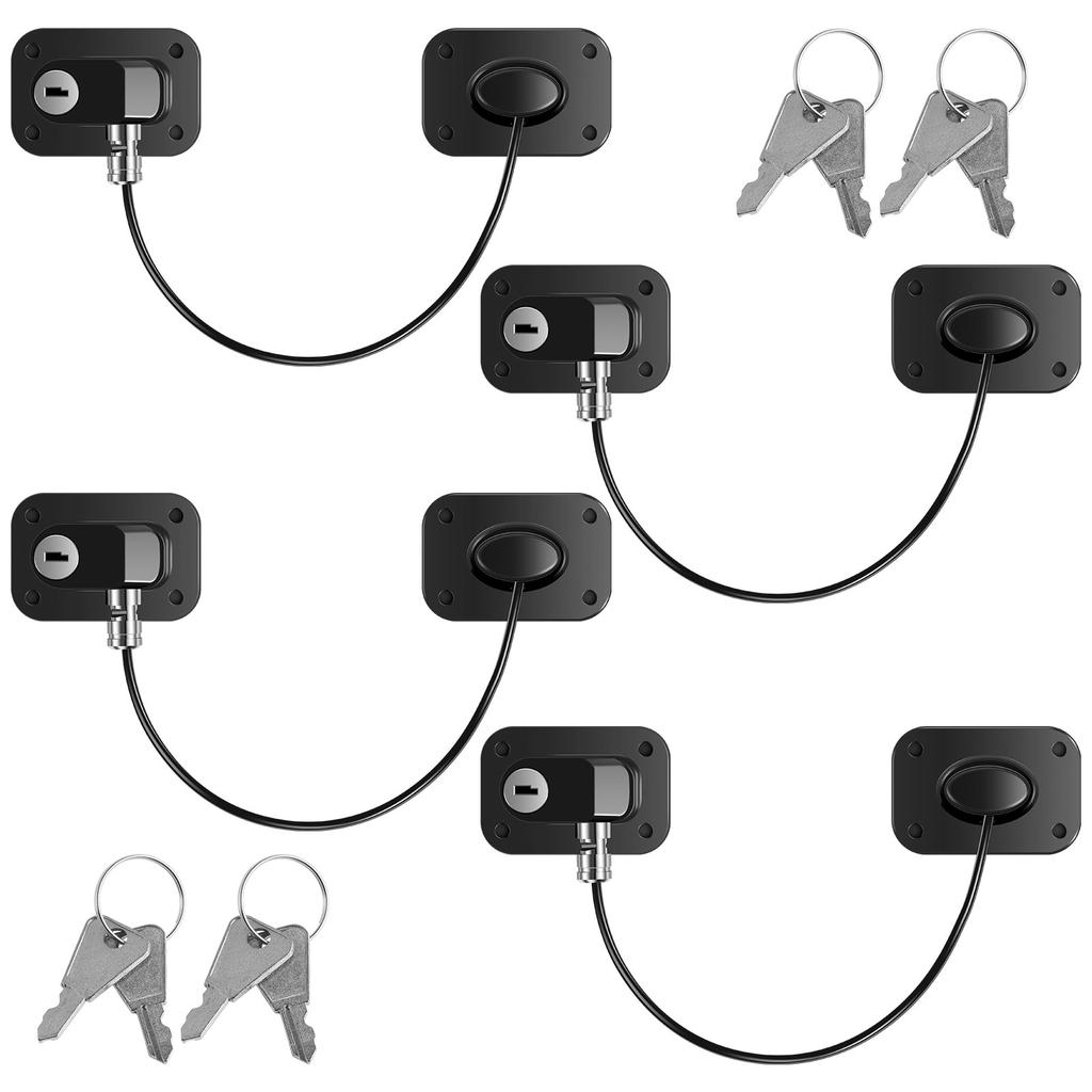 4/8 PCS Cabinet Lock Proof Refrigerator Lock with Key Self Adhesive Fridge Lock Combo Child Freezer Door Lock for Baby Safety