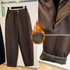 DIMANAF 2025 Autumn Winter Women Plus Size Pants Casual Lady Long Pants Thick Flocking Oversized Loose Bottoms