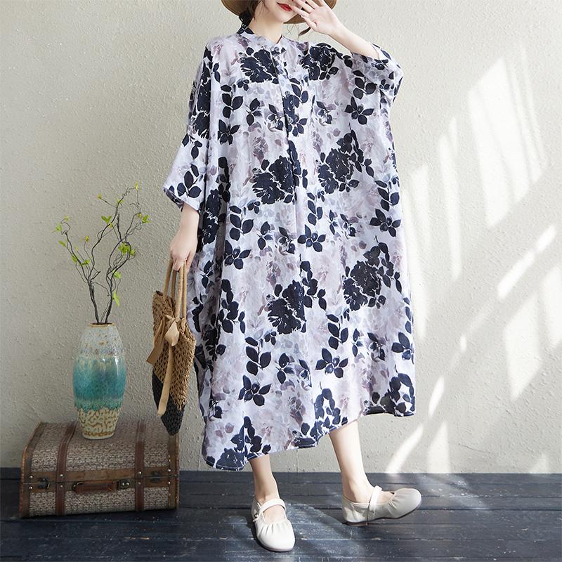 

Dimanaf 2025 Лето Женское Платье Больших Размеров Винтажный Принт Повседневное Свободное Платье На Пуговицах Длинное Пляжное Платье Новое Оверсайз One Size фиолетовый