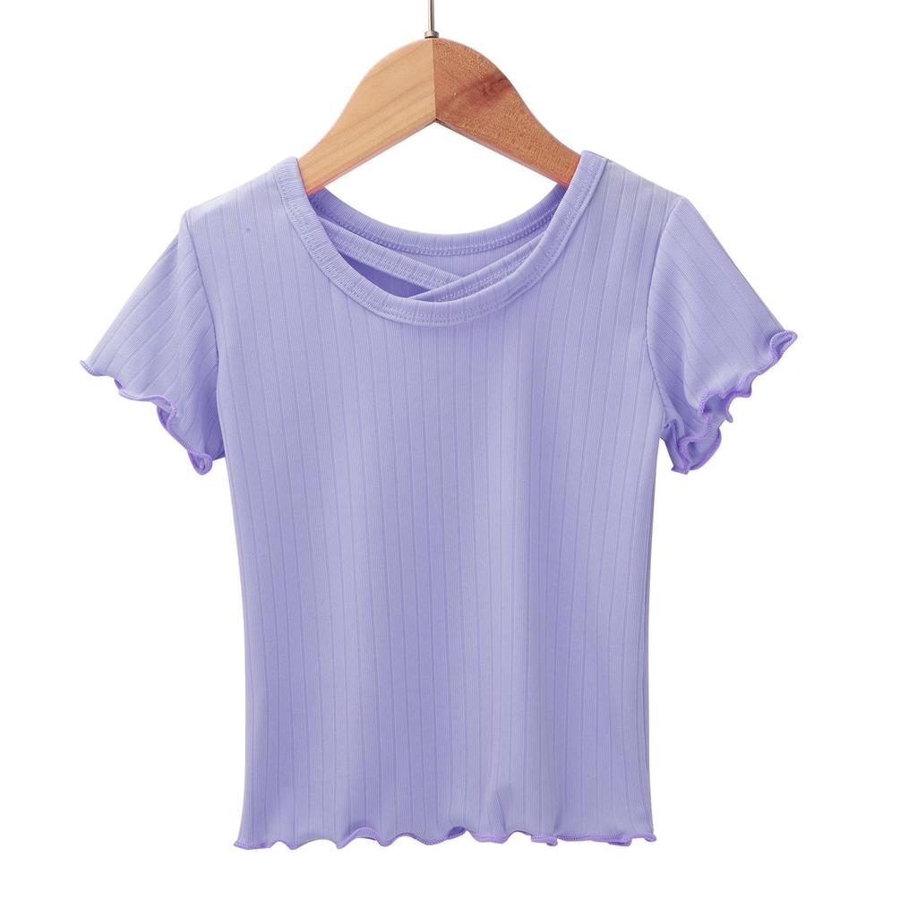 Mädchen Kurzarm T-Shirts Rundhals Oberteile