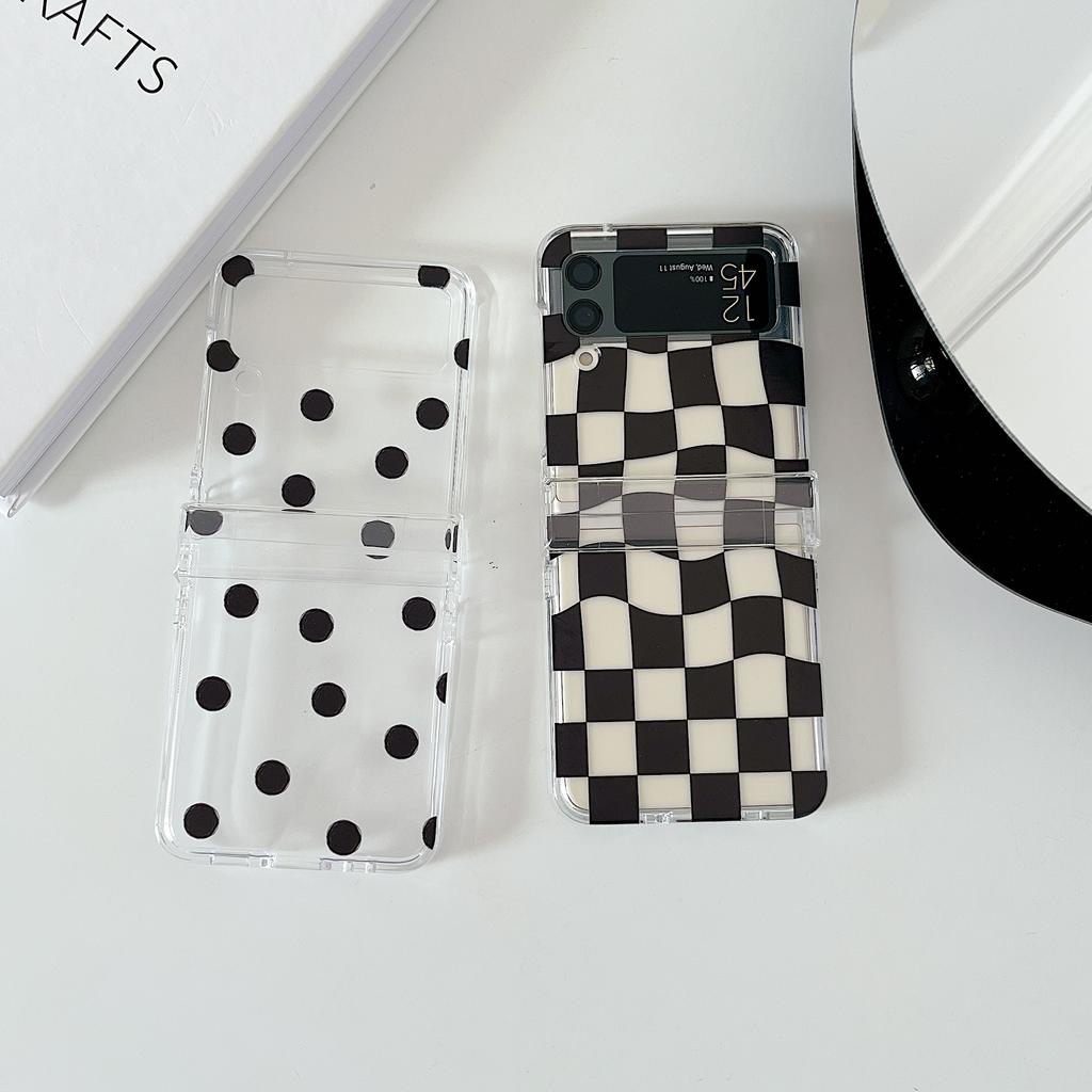 Für Samsung Z Flip 4 Hülle Ins Plaid Punkt Transparent Faltbare Handyhülle Für Samsung Z Flip 3 5g Zflip4 Stoßfest Hart Rückseite