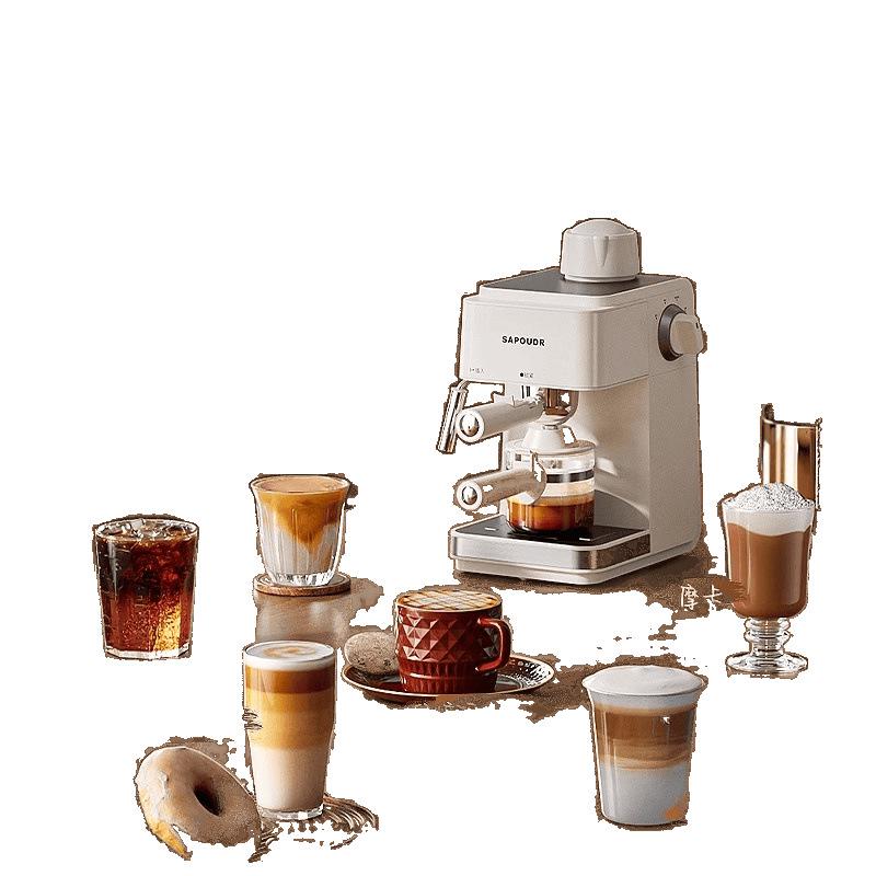 Retro Włoski Ekspres do Espresso ze Spieniaczem do Mleka - Półautomatyczny, Idealny do Użytku Domowego