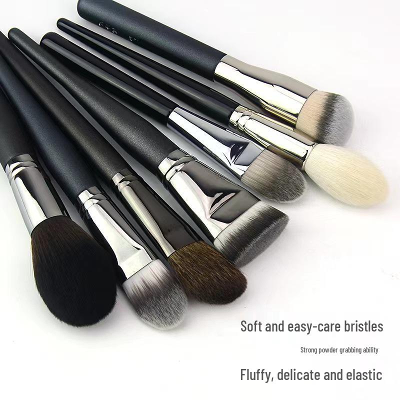 Bi Series Makeup Brush Set: Powder, Blush, Highlight, Contour, Nose Shadow, Eyeshadow Brushes with Animal Hair.