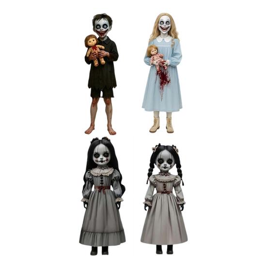 2Pcs Halloween Horror Dolls Yard Signs Realistic Gothic Garden Stakes Festivals Spooky Dolls Creepy Party Decoration