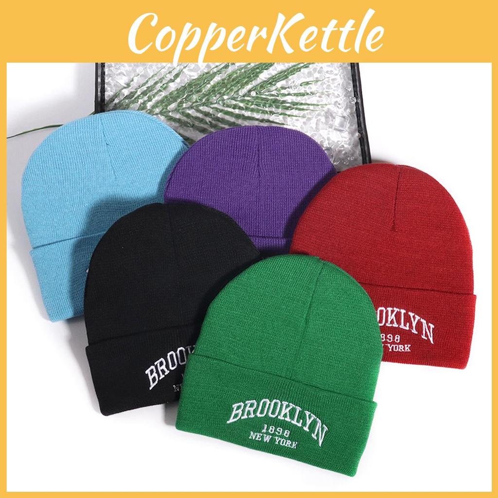 Trendy Letter Unisex Embroidery Warm Acrylic Knit Hat For Outdoor Casual Wear