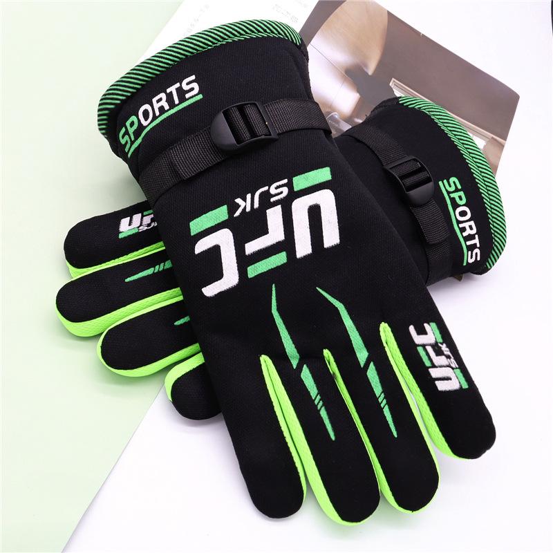 

Зимние черные перчатки теплые большие хлопковые утолщенные зелёный