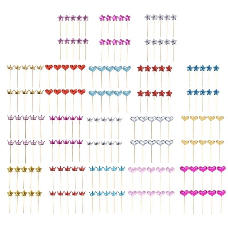 10xLove Heart/Crown/Star Shaped Insert Falgs Babies Shower Decoration for Party