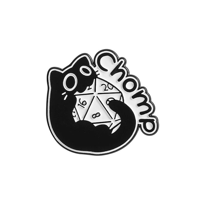 Cool RPG Game Dice Black Cats Enamel Pins Cartoon Big Eyes Kitten Animal Brooches Lapel Badge Fashion Jewelry Gifts For Friends