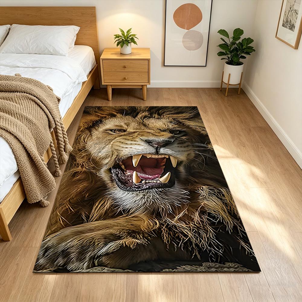 Lion And Cub Bond Non-Slip Home Carpet Design for Office Decor Living Room Bedroom Gift