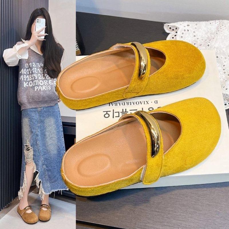 Slippers women wear new soft-soled bag head half slippers with skirt and lazy slippers