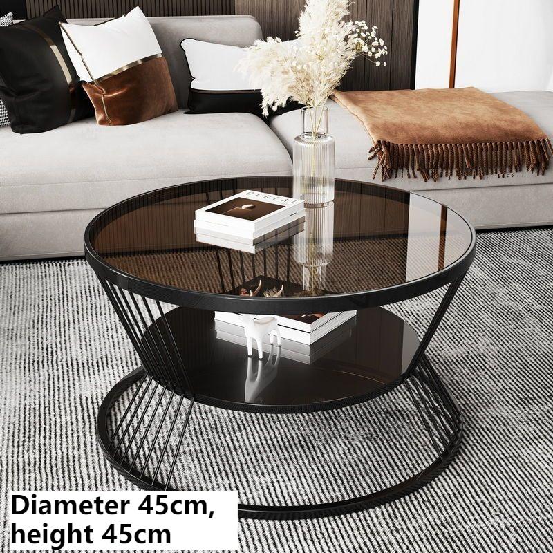 Tempered Glass Coffee Table Round Living Room Center Tables Modern Luxury Storage Coffee Tables Minimalist End Table Furniture