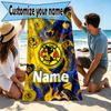 Custom Name Personalized Club America Print Beach Towel, for Trip Camping Beach Party Home Decor, Birthday Gift for Family & Friends