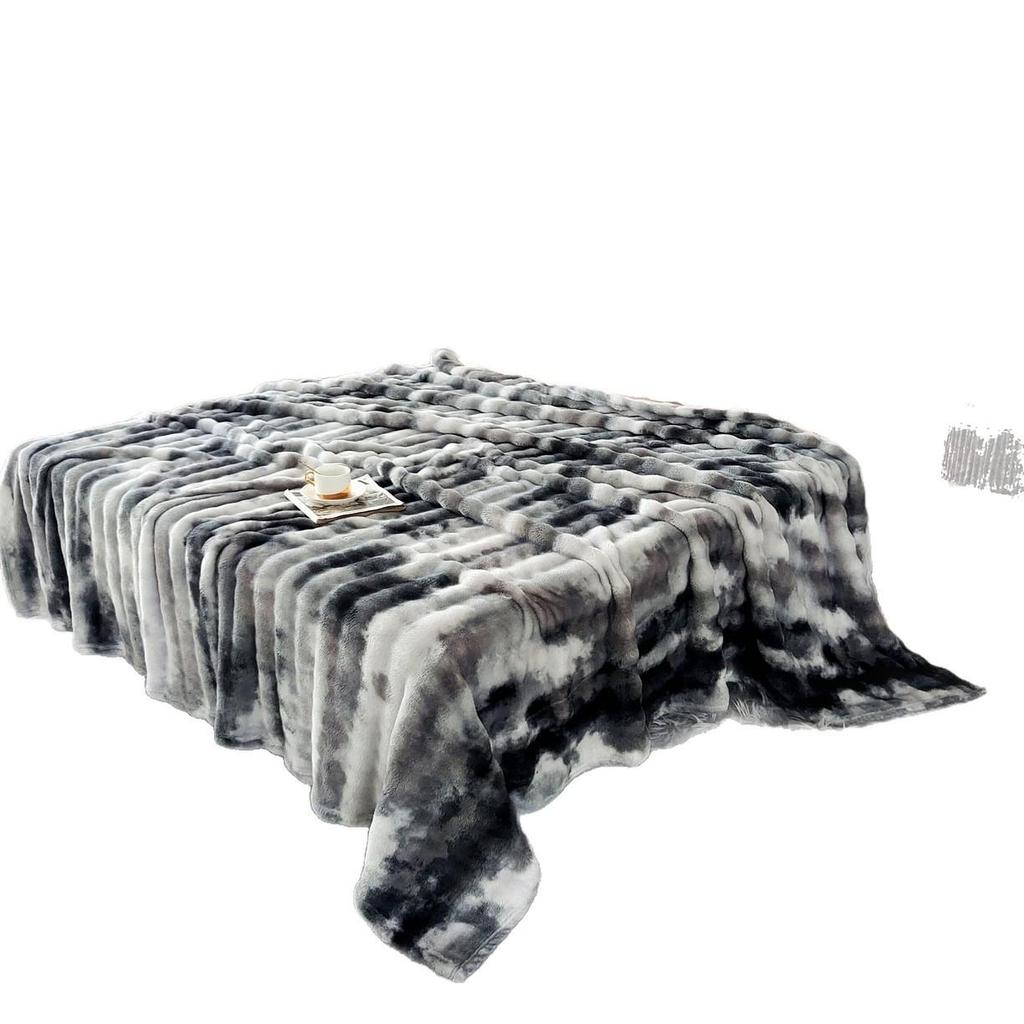 Bunte Marmormuster-Decke aus Kunsthasenfell und Flanell-Fleece - Große Sofabezug