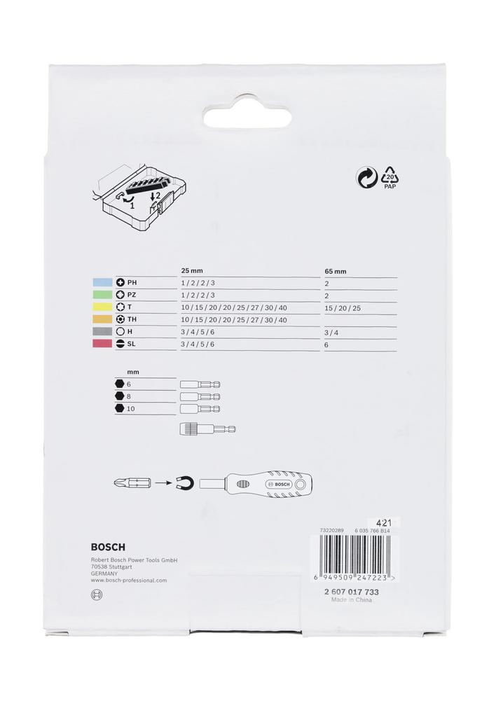 BOSCH Schrauberbit-Set mit Handgriff 44-teilig